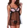 Babydoll Transparente Nuisette String Assorti
