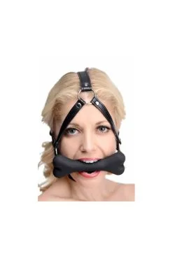 Baillon Os Et Harnais De Tête -SexToys Soldes baillon os et harnais de tete 1