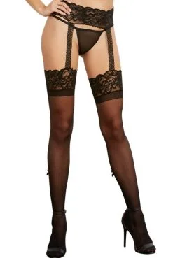 Bas Collant Effet Porte Jarretelle Liseré Et Nœud Satin -SexToys Soldes bas collant effet porte jarretelle lisere et noeud satin 1