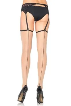 Bas Couleur Chair Couture Noire