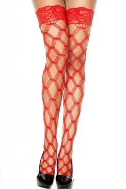 Bas Filet Fils Rouges Losange Autofixants -SexToys Soldes bas filet fils rouges losange autofixants 1