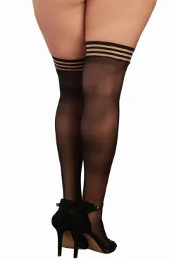 Bas Fins Grande Taille Nylon Jarretières Elastiques Rayées -SexToys Soldes bas fins grande taille nylon jarretieres elastiques rayees 3