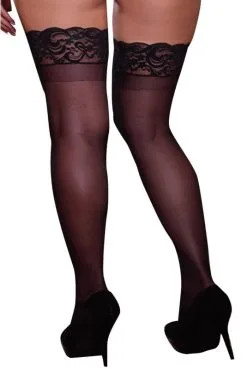 Bas Noire Nylon Autofixants Jarretières Dentelle -SexToys Soldes bas noire nylon autofixants jarretieres dentelle 1