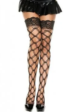 Bas Noirs Filet Losange