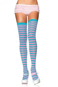 Bas Nylon à Rayures Bicolores -SexToys Soldes bas nylon a rayures bicolores 12