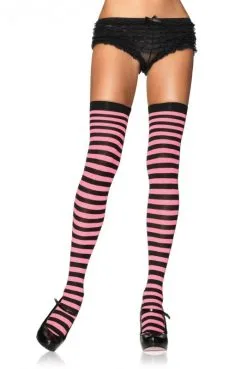 Bas Nylon à Rayures Bicolores -SexToys Soldes bas nylon a rayures bicolores 15