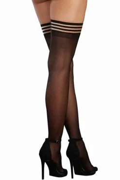 Bas Nylon Fin Jarretières Élastiques Rayées -SexToys Soldes bas nylon fin jarretieres elastiques rayees 1