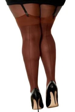 Bas Nylon Jarretières Couleur Café Grande Taille -SexToys Soldes bas nylon jarretieres couleur cafe grande taille 3