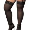 Bas Nylon Noirs Autofixants Grande Taille Jarretières Dentelle
