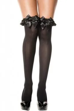 Bas Opaques Noirs Noeuds Et Volants Autofixants