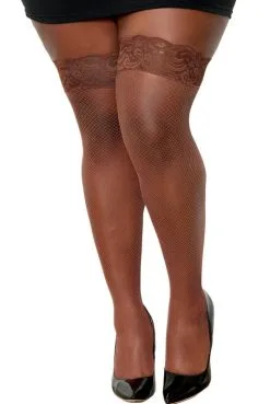 Bas Résille Autofixant Couleur Café Grande Taille -SexToys Soldes bas resille autofixant couleur cafe grande taille 2