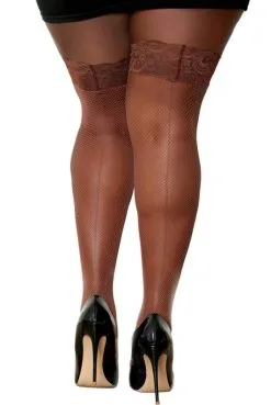 Bas Résille Autofixant Couleur Café Grande Taille -SexToys Soldes bas resille autofixant couleur cafe grande taille 3