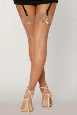 Bas Résille Couture Liseret Et Nœud Chair