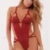 Body Dentelle Florale Strappy Rouge Dos Nu