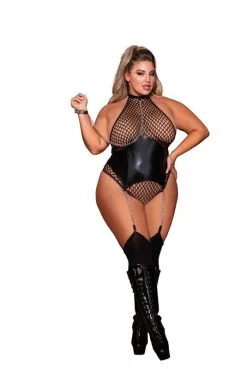 Body Fetish Grande Taille Résille Et Porte Jarretelles Simili Cuir Chainettes -SexToys Soldes body fetish grande taille resille et porte jarretelles simili cuir chainettes 5