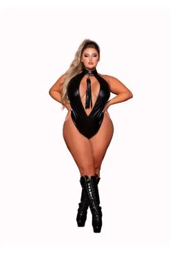 Body Fetish Grande Taille Simili Cuir Extensible Col Clouté Et Fouet -SexToys Soldes body fetish grande taille simili cuir extensible col cloute et fouet 6