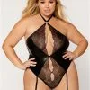Body Fetish Wetlook Dentelle Porte Jarretelles Grande Taille