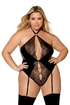 Body Fetish Wetlook Dentelle Porte Jarretelles Grande Taille -SexToys Soldes body fetish wetlook dentelle porte jarretelles grande taille 2