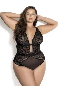 Body Noir Dentelle Et Résille Grande Taille