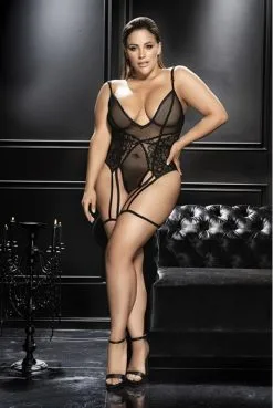 Body Noir Grande Taille Jarretelles