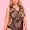 Body Noir Grande Taille Résille Ajourée Multi-bretelles