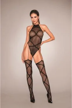 Body Résille Jarretières Bas Intégrés
