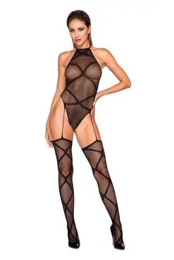 Body Résille Jarretières Bas Intégrés -SexToys Soldes body resille jarretieres bas integres 3