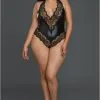 Body String Grande Taille XXL Wetlook Noir Bandes Dentelle