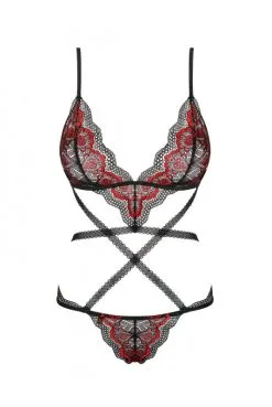 Body String Noir Rouge Megies -SexToys Soldes body string noir rouge megies 4