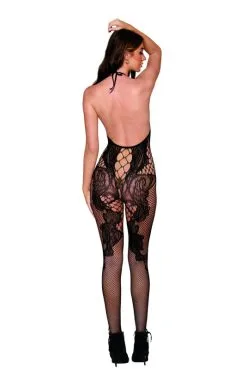 Bodystocking Combi Manches Longues Effet Body Et Bas Noir -SexToys Soldes bodystocking combi manches longues effet body et bas noir 3
