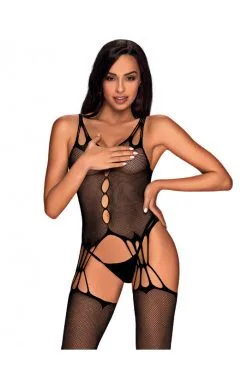 Bodystocking Combinaison Quadruples Jarretelles Strappy