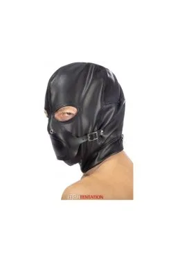 Cagoule BDSM Simili Cuir Baillon Amovible -SexToys Soldes cagoule bdsm simili cuir baillon amovible 3