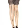 Collant Chair Effet Bas Jarretières Noires Et Coutures