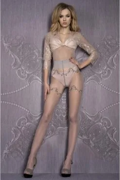 Collant Couture Fins Motifs Noir Argent