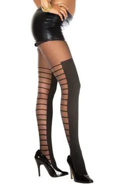 Collant Effet Cuissardes à Lacets
