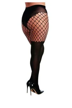 Collant Grande Taille Style Porte Jarretelles Filet -SexToys Soldes collant grande taille style porte jarretelles filet 1