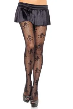 Collant Mortel Micro Résille Tête De Mort