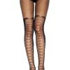 Collant Noir Avec Effet Laçage Sur Le Devant