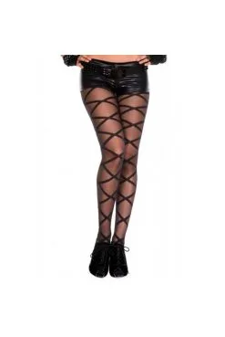 Collant Noir Quadrillé Reconditionné