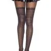 Collant Rayés Noir Chair Effet Jarretelles à Coeurs