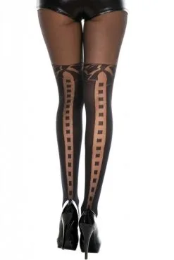 Collant Semi Opaque Noir Effet Bas Fantaisie