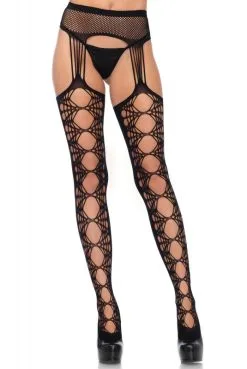 Collants Ouvert Porte Jarretelles Sexy Strappy Résille
