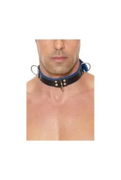 Collier Bondage Deluxe 3 Anneaux Bleu Et Noir -SexToys Soldes collier bondage deluxe 3 anneaux bleu et noir 1