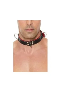 Collier Bondage Deluxe 3 Anneaux Rouge Et Noir -SexToys Soldes collier bondage deluxe 3 anneaux rouge et noir 1