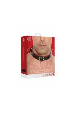 Collier Bondage Deluxe 3 Anneaux Rouge Et Noir -SexToys Soldes collier bondage deluxe 3 anneaux rouge et noir 2