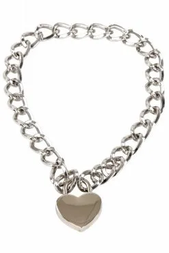 Collier Fetish Chaine Coeur Cadenas Métal Argenté -SexToys Soldes collier fetish chaine coeur cadenas metal argente 2