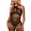 Combi Bodystocking Ouvert Effet 3 Pièces Noir