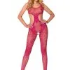 Combi BodyStocking Transparente Résille Fuchsia