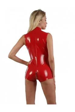 Combi Short Ouvert Rouge Vinyle -SexToys Soldes combi short ouvert rouge vinyle 1