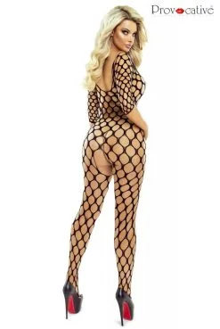 Combinaison Body Stocking Ouverte Large Résille Ronde -SexToys Soldes combinaison body stocking ouverte large resille ronde 3